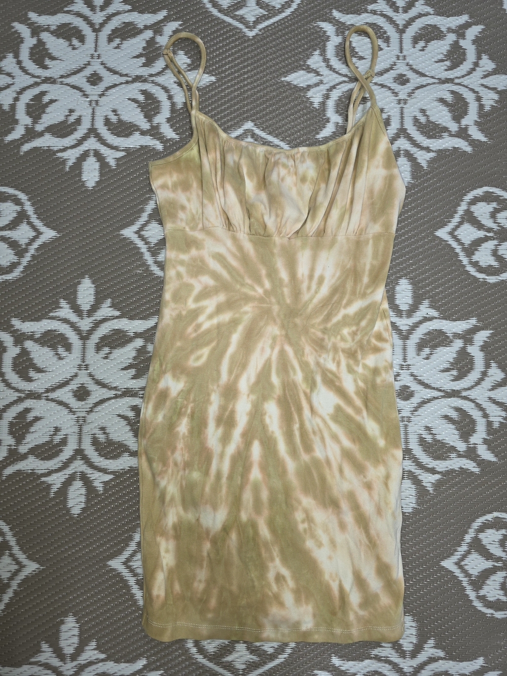 Forever 21 Tan Tie-Dye Spaghetti Strap Dress